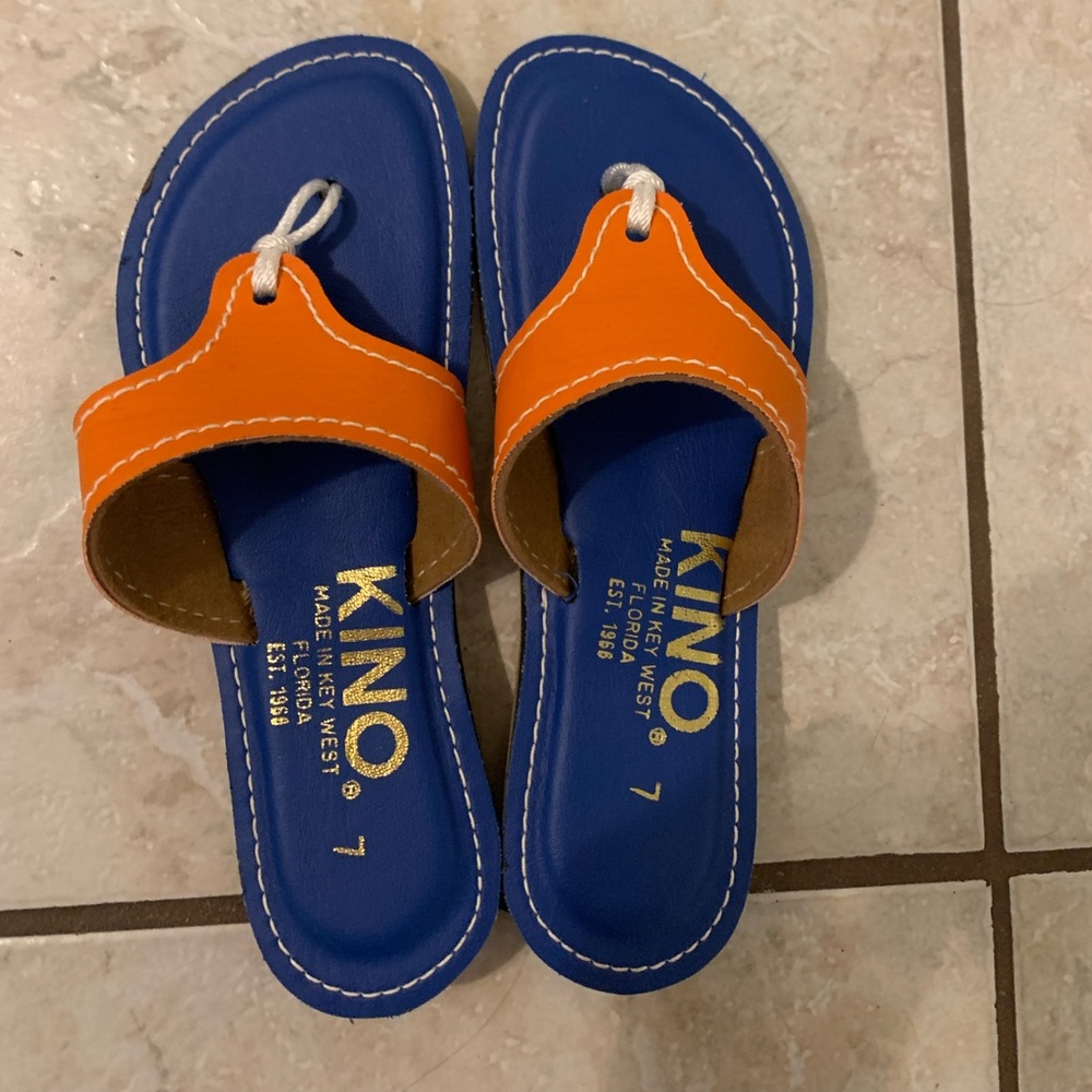 NWOT orange and blue Kino sandals